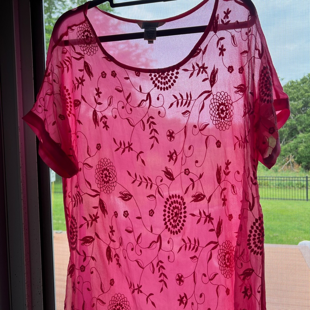Sundance Pink Floral Embroidered Blouse